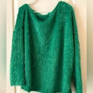 Green Fuzzy Women's Sweater
